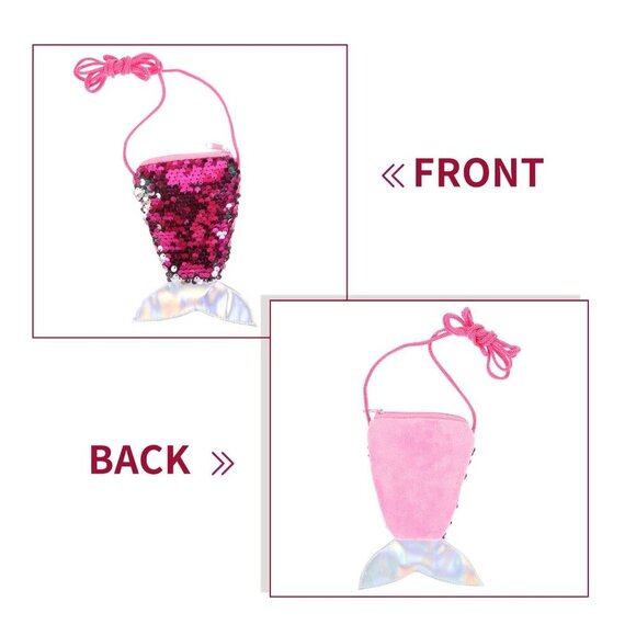 Sequined Mermaid Lanyard Coin Bag Small Wallet Children's Bag Fish Tail - Picture 6 of 7